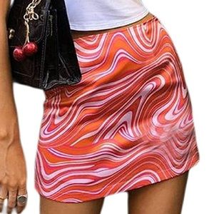 Orange and pink skirt on a size extra small.